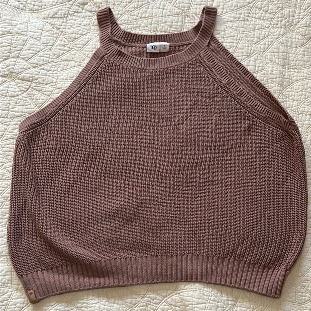 Tentree Brown Ribbed Sleeveless Tank